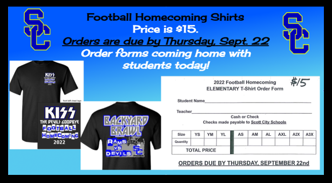 Football Homecoming order forms